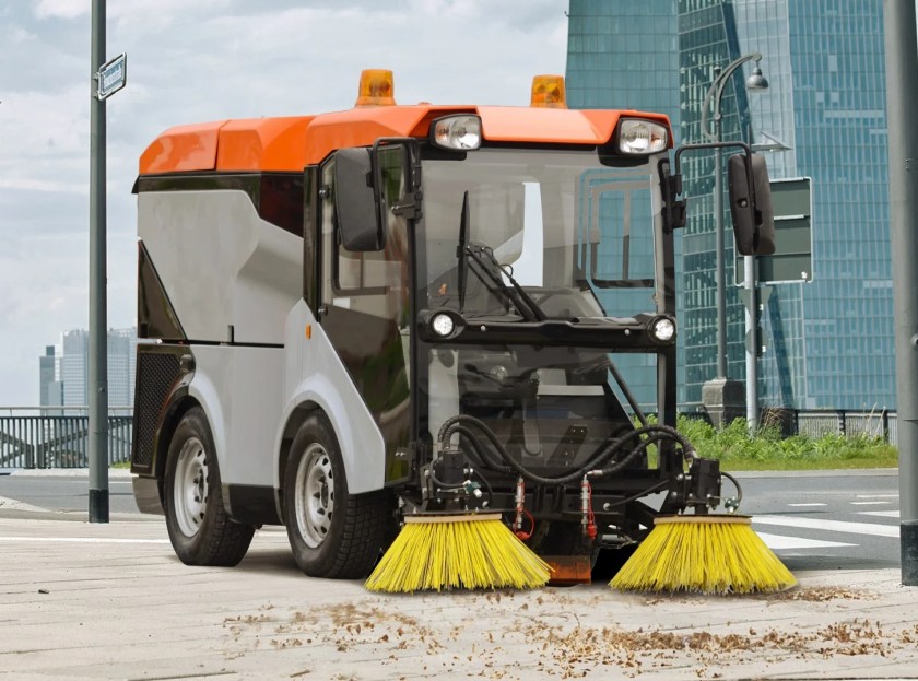 The sweeper machine for the hotels and parking places.